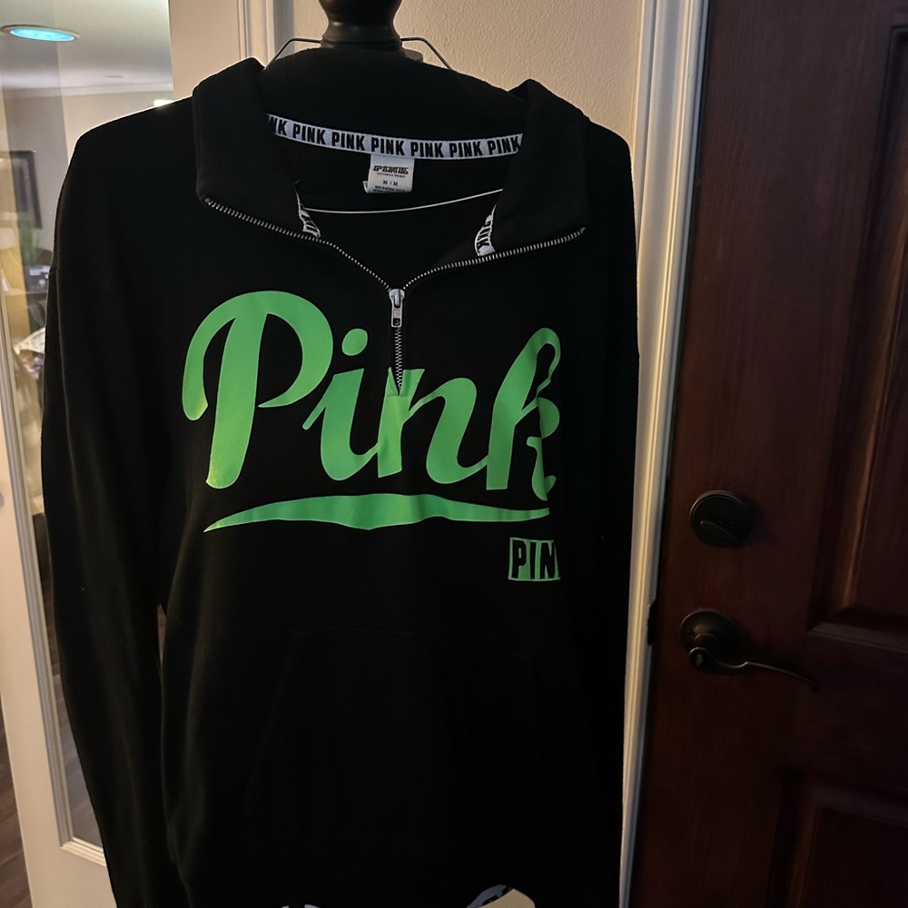 Pink Black and Green Zip-Up Hoodie